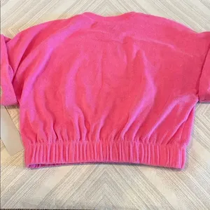 Elan Pink Terry Cloth Bubble Hem Top Size M NWT Short Sleeve Elastic Waist thumbnail 6
