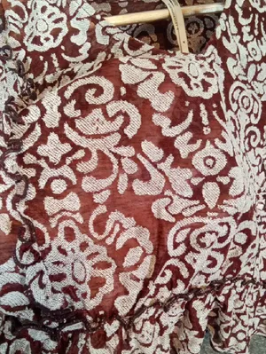 Anthropologie Jacquard Peasant Blouse Burgundy Sheer Ballon Sleeves Boho thumbnail 5