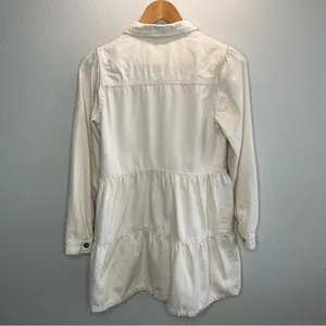 Free People Cream Nicole Tiered Button Down Long Sleeve Mini Shirt Dress thumbnail 7