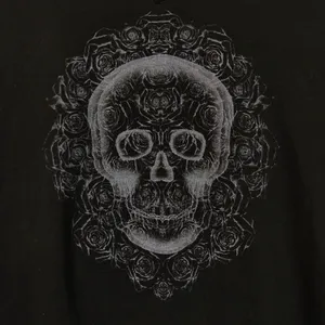 Skull Rose Graphic Tunic Top Women Size Free M/L Black Gothic Tee V-neck Y2K thumbnail 2