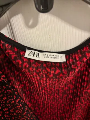 Zara black and red leopard pleated blouse thumbnail 2