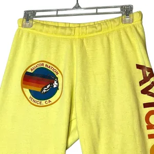 Aviator Nation Sweatpants Womens Small Yellow Rainbow Logo Fleece Jogger USA thumbnail 9