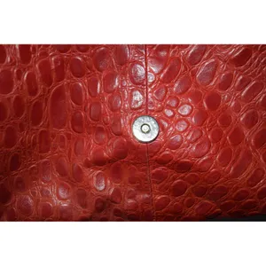 Vintage Shoulder Bag Women OS Red Good Faux Crocodile Embossed Slouch Hobo Retro thumbnail 7