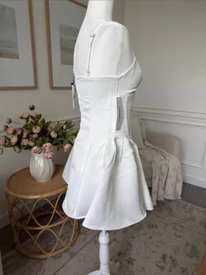 Princess Polly Alympia White Drop Waist Satin Bachelorette Mini Dress NWT thumbnail 8