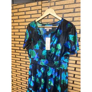 French‎ Connection Blue Velour Dress Size Medium thumbnail 3