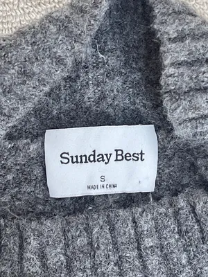 Aritzia Sunday Best Charcoal Cable Knit Sweater luxury comfy soft minimalist S thumbnail 3