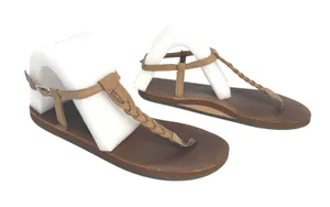 RainBow Women's Braided Ankle‎ T-Street Brown Leather Sandal XL sz 10 thumbnail 1