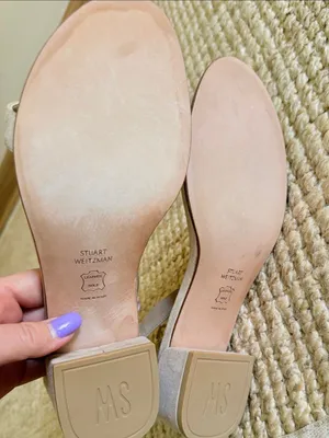 Stuart Weitzman Nude Suede Ankle Strap Low Block Heel Sandals Size 8M thumbnail 6