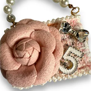 Source Unknown Boucle‎ plaid pearl rose bag charm thumbnail 3