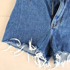 Zara High Rise Blue Raw Hem Shorts Size 6 thumbnail 3