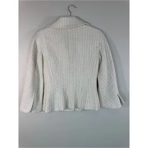 Ann Taylor Cream Wool Blend Blazer Jacket Womens 2 Retro Jackie O Classic Glam thumbnail 3