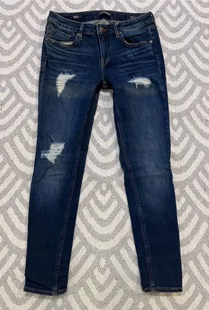 VIGOSS Women’s Jagger Distressed Classic Fit Skinny Blue Denim Jeans 28 thumbnail 1