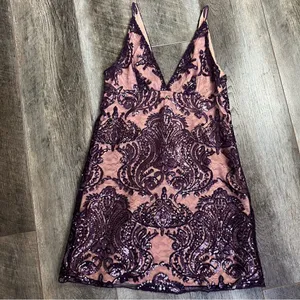 Free People Night Shimmer Mini-Dress Size 0 Sundown Purple Sequins Sleeveless thumbnail 10