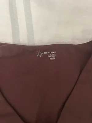 Aerie OFFLINE by Long Sleeve Cropped Top Seamless Brown thumbnail 3