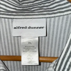 Alfred Dunner Gray Striped w/Floral Design Button Down Shirt XL thumbnail 2