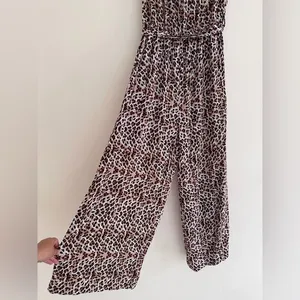 Simplee Belted Leopard Wide Leg Tube Jumpsuit thumbnail 3