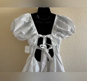 Altar'd State White Alaia Puff Sleeve Mini Dress NWT thumbnail 8