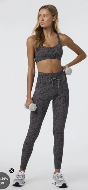 Vuori Womens Small Long Legging and Yosemite Bra Matching Set Chia Stucco Print thumbnail 1