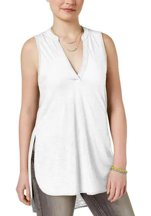 NWT Almost Famous Juniors Sleeveless Utility Tunic Shirt top White L thumbnail 1