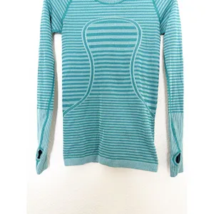 Lululemon Swiftly Tech Long Sleeve Crew Teal Blue Green Striped Running Top 4 thumbnail 7