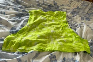 NWOT Lululemon All Yours Cropped Tank Neon Yellow/Green and White thumbnail 4