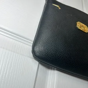 Lauren Ralph‎ Lauren Black Faux Leather Crossbody Bag Small Gold Hardware thumbnail 4