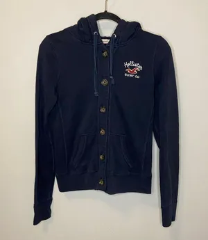 Hollister Navy Blue Button Front Sweater Size Medium thumbnail 4