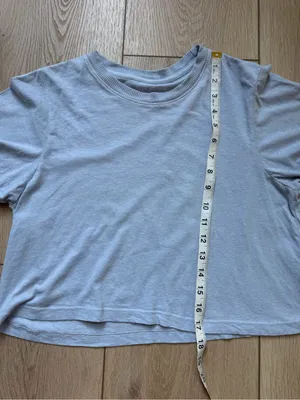SET Active Crewneck Short Sleeve Baby Blue Baby Tee Medium 100% Cotton Crop Top thumbnail 9
