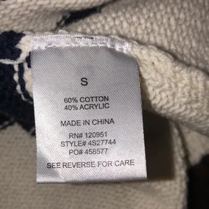 Blue and white striped knit sweater lace up size small thumbnail 2