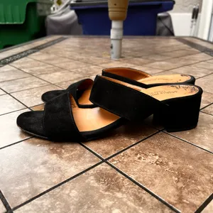 9 Sophia Milano Black Suede Block Heel Leather Women's Sandals Made In Italy Italian Summer Shoes thumbnail 11