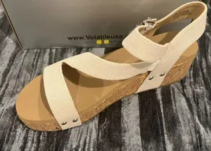 Volatile Beige Wedge Sandals Size 11 Tan thumbnail 1