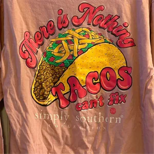Simply Southern Women's Pink Graphic‎ Long Sleeve T-Shirt Medium Tacos thumbnail 7