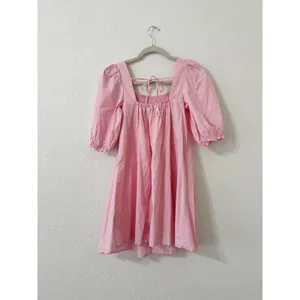 New Look Petite Pink Puff Sleeve Smocked Babydoll Mini Dress XS thumbnail 3