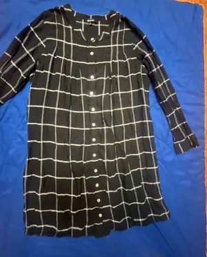 Madewell Women's Black and White Windowpane Print Collarless Button-Front Shirtd thumbnail 4