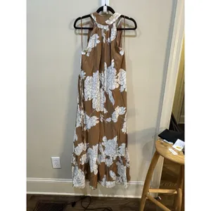 English Factory Women's Floral Halter Maxi Dress Size Small Belted A Line thumbnail 4