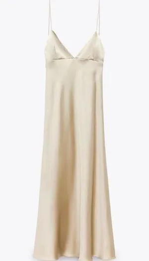ZARA dress satin effect maxi midi slip on wedding party cocktail thumbnail 6