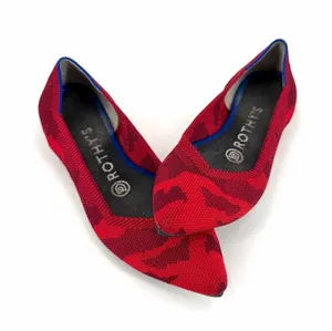 ROTHY’S Red Camo Knit Point Toe Slip On Limited Edition Ballet Flat Casual Shoes thumbnail 1