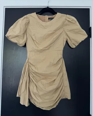 Strut & Bolt Tan-ish puffy sleeve formal mini dress thumbnail 1