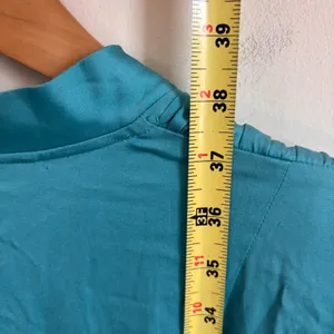 Catherine Malandrino Turquoise Silk Ruched V-Neck Mini Dress Size 8 Teal 3/4 Slv thumbnail 7