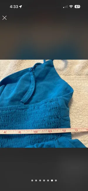SheIn Blue cami/halter top 100% cotton with tie front detail #summer y2K indie fairy croquette resort vacation coastal festival thumbnail 6