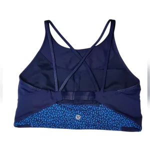 Lululemon Clip-In Long Line BraMiss Mosaic Lakeside Blue Hero Blue/Hero Blue /10 thumbnail 4