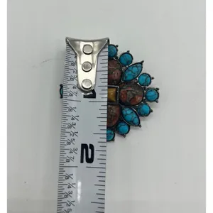 Faux‎ Turquoise & Sunstone Brooch Pin thumbnail 3