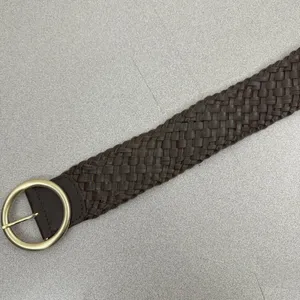 LOFT Belt Womens Small Brown Woven Leather Wide Waist Cinch Braided Boho thumbnail 3