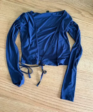 Abercrombie & Fitch Navy Blue Wrap Crop Top thumbnail 1