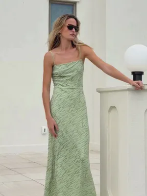 NWT Few Moda Selena Dress size 6 green key lime animal print velvet maxi kourt thumbnail 6
