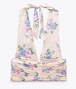 ZARA NWT •  Floral Halter Top thumbnail 11