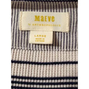 Anthropologie Maeve Eliza Striped Long Sleeve Peplum Henley Top Large L thumbnail 6
