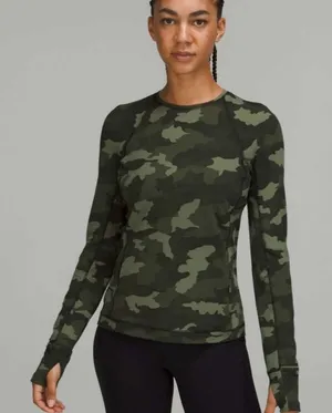 Lululemon Its Rulu Run Long‎ Sleeve Shirt 2 Heritage 365 Camo Medium Olive Multi thumbnail 1