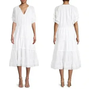 Betsey Johnson White Spectator Tiered Midi Dress Prairie Cottagecore Confetti thumbnail 12