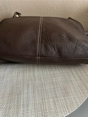 Coach Dark Brown Pebbled Leather Bag with Gold Hardware thumbnail 6